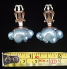 Japan Blue Cluster Beaded Clip On Earrings Vintage — photo 7