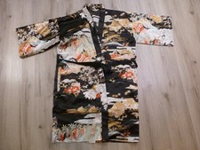 Vtg Ichi Ban Japan Kimono Robe Black Floral Geisha Multicolor Japanese Comfort