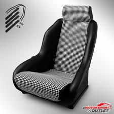 1pair Black And White Plaid Color Pvc Leather Bucket Seats With Sliders2pcs