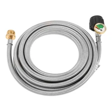15 FT  Stainless Steel Braided Propane Adapter With Gauge For Webber Gas Grills