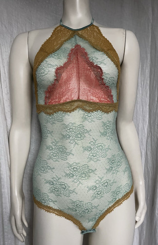 Intimissimi Halter Bodysuit Stretch Lace Sheer Colorful Sexy Fairycore XS/S Y2K