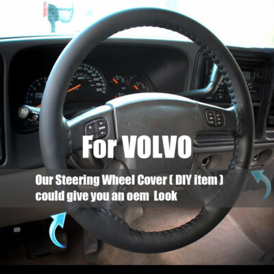 For VOLVO Black 15'' Diameter Car Auto Steering Wheel Cover  Leather New