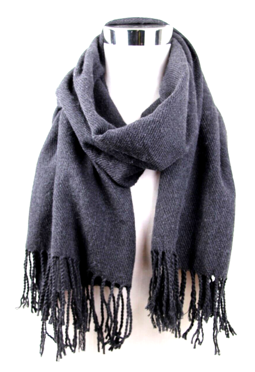 Simplicity WOVEN GRAY 20%CASHMERE 80%ACRYLIC FRINGE