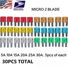 30pcs Micro2 Blade Fuse Kit 5Amp 10Amp 15Amp 20Amp 25Amp 30Amp Fuses Car Truck