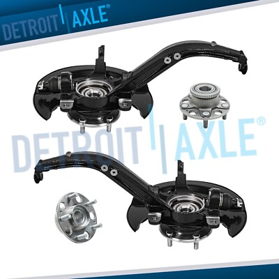 Front Steering Knuckles Rear Wheel Bearing Hubs for 2003-2007 Honda Accord 2.4L