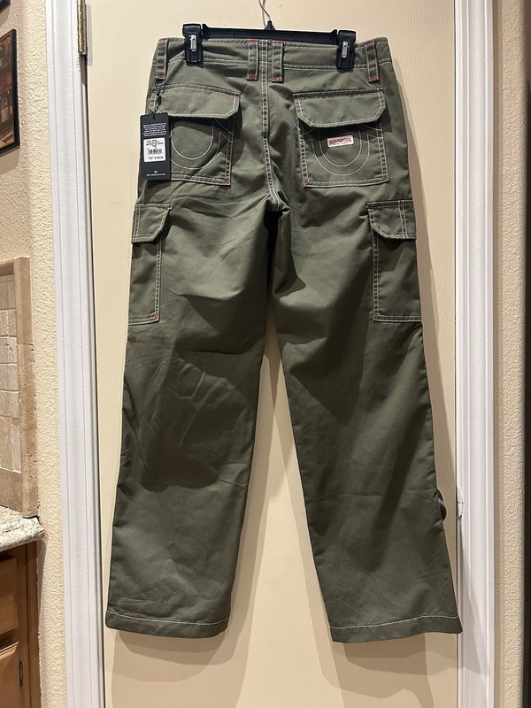 TRUE RELIGION MILITARY SINGLE NEEDLE CARGO PANT SZ 27x31 OLIVE GREEN 208061 