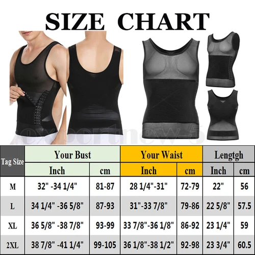 GILET DA UOMO BODY SHAPER SLIMMING PANCIA PETTO COMPRESSIONE T-SHIRT TANK TOP CINTURA - Foto 24 di 36