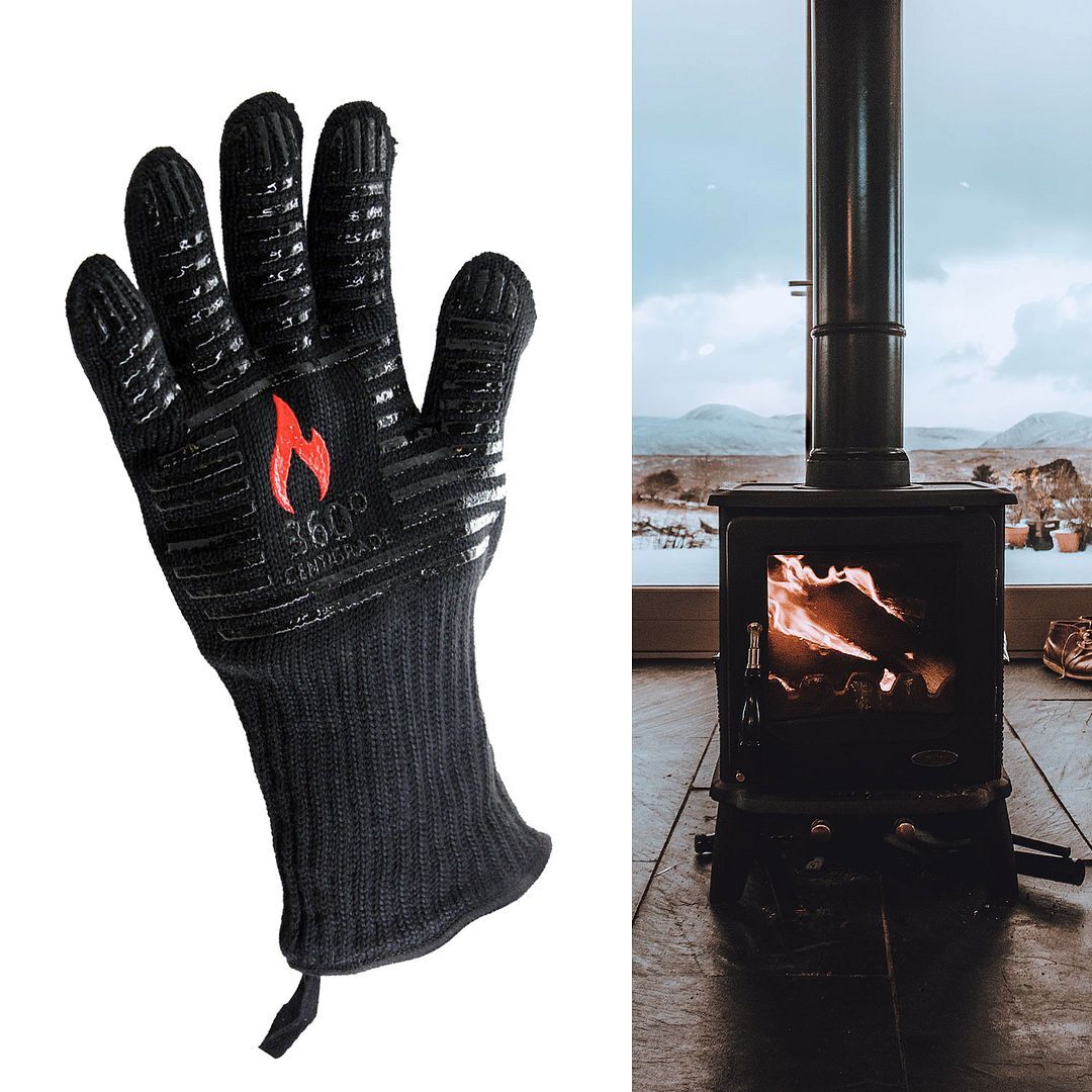LOG BURNER FIRE HEAT PROOF RESISTANT GLOVE WOOD COAL STOVE FIREPLACE PIT |  eBay