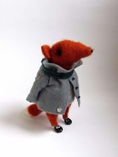 Artist Crochet Fox in coat and pullover from the collection of Miniki 6 in.