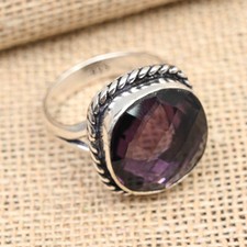 Amethyst Gemstone Handmade 925 Solid Sterling Silver Jewelry Ring For Women