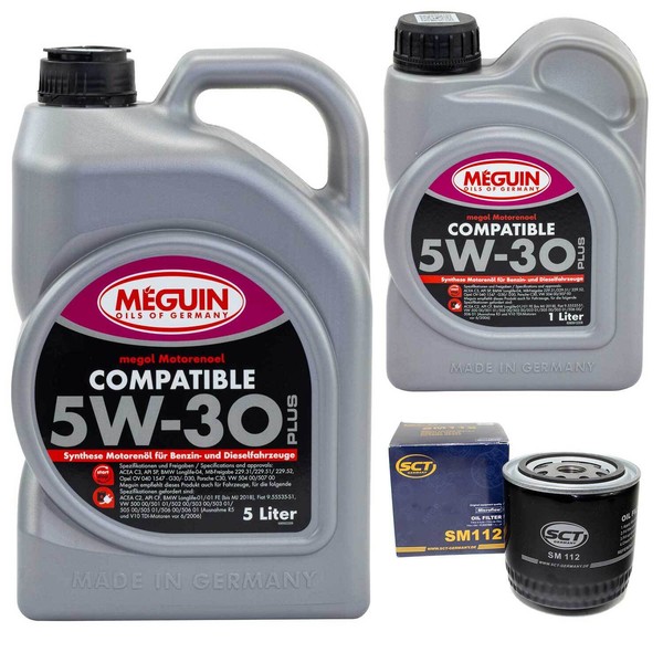 MotoröL Set SAE 5W-30 Plus Meguin 6 Liter + ÖLfilter FüR Chrysler 300 C Jeep 4.7-image