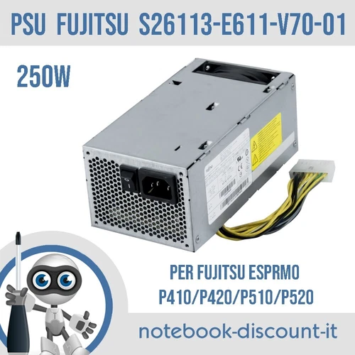 Alimentatore FUJITSU S26113-E611-V70-01 PSU P410/P420/P520 Esprimo V50 V70