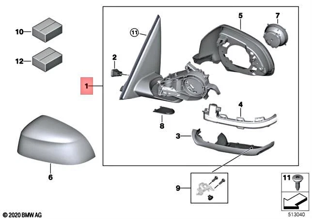 Genuine BMW X5 G05 G07 Heated Outside Mirror Memory Bus Left  