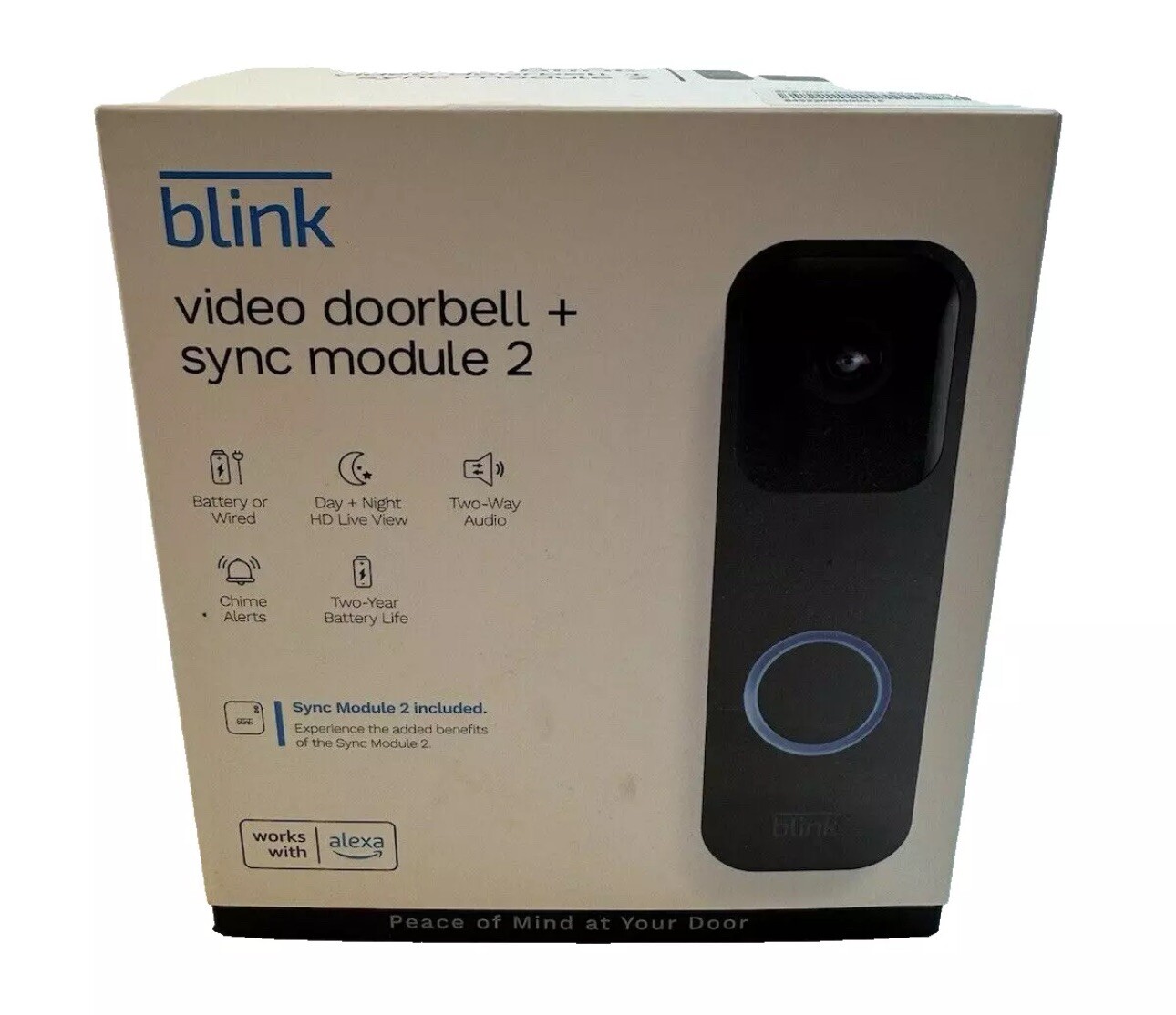 blink Video Doorbell + Sync Module 2 Camera Battery or Wired Alexa NIB-image