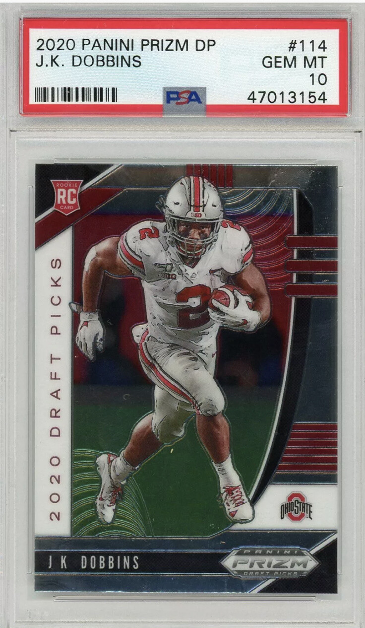 2020 Panini Prizm DP Football J.K. Dobbins ROOKIE #114 PSA 10 RAVENS GEM MINT