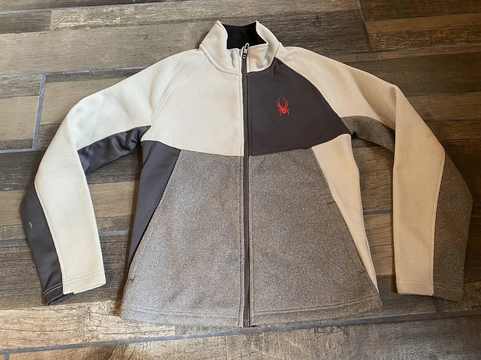 grey thermal spyder zip up ski sweatshirt