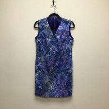 Elie Tahari Womens Emory Sheath Dress Blue Tile Print Stretch Sleeveless Zip M