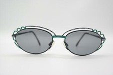 Vintage See You 6309 Green Black Silver Oval Sunglasses Glasses NOS