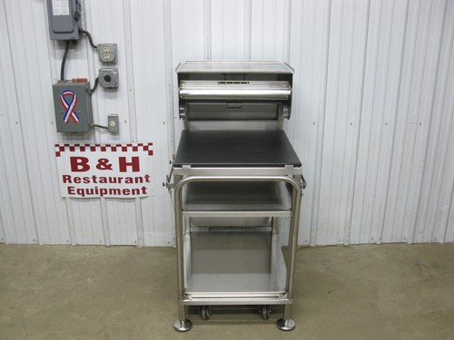 M&E MFG Mobile Stainless Cutting Board 22" x 23" Poly Top Wrapping Prep Table