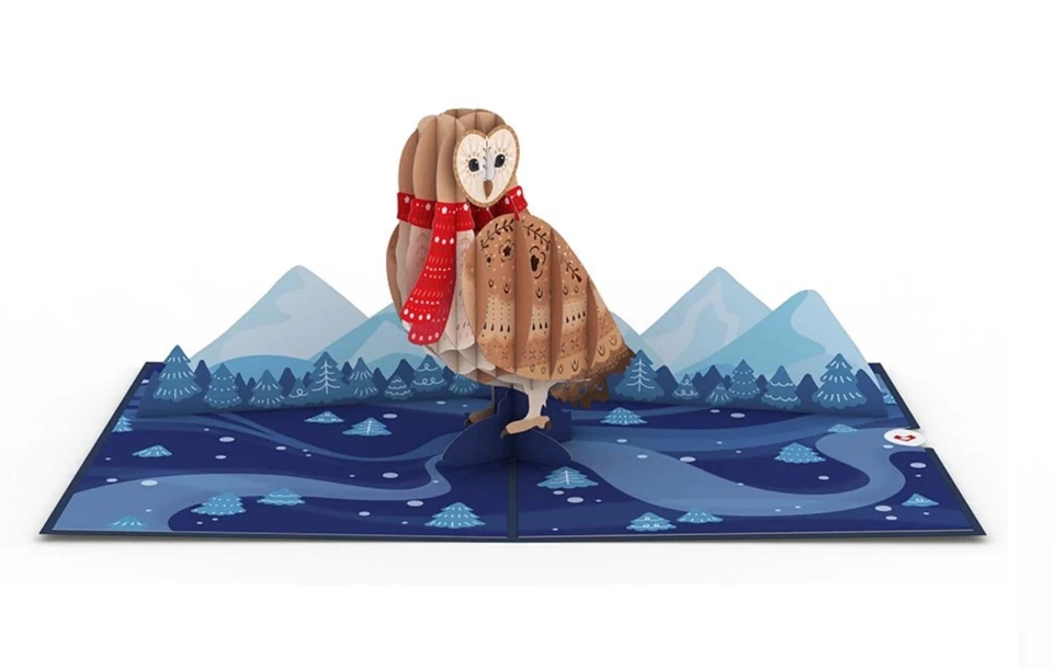 Lindas Boas Festas de Coruja Lovepop! Cartão pop-up 3D - Imagem 2 de 4