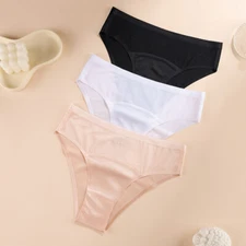 3 PCS LOT Ladies Womens Sexy Underwear Satin Panties Brief Sheer Lingeries Thong