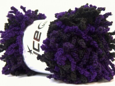 SCARF Frilly Acrylic Bulky YARN - PURPLE and BLACK Combo ''Oh La La'' - 3G