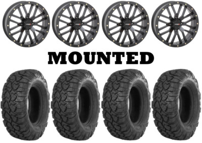 Kit 4 ITP UltraCross R-Spec Tires 27x9-14 on System 3 ST-3 Matte Black TER