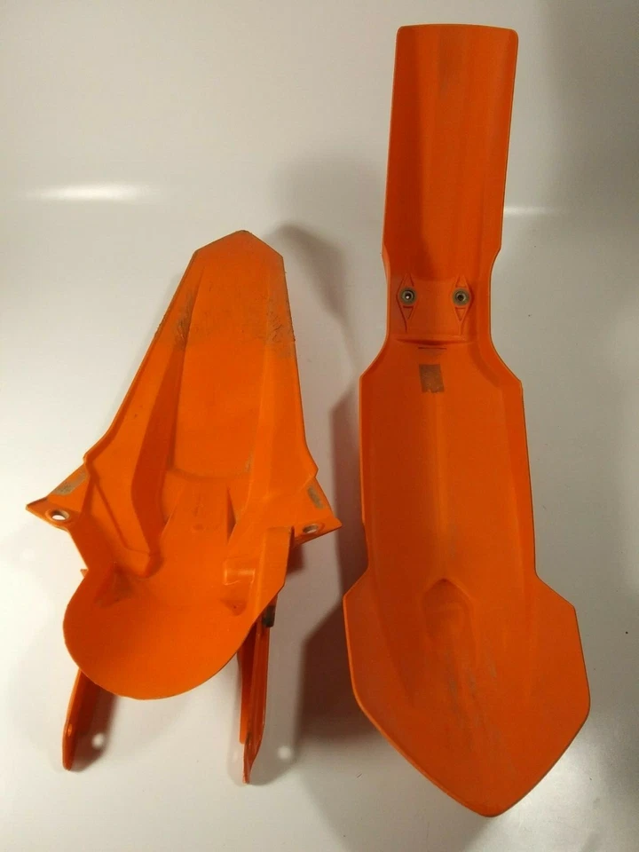 Juegos de guardabarros delanteros y traseros KTM125-500 2016-2020 plástico negro y naranja (¡4 guardabarros!) Foto 3 de 4