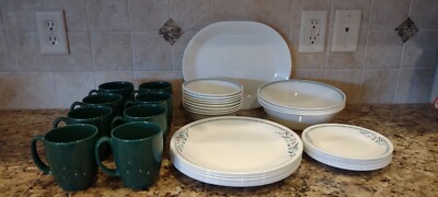 Corelle Rosemarie Pink Tulip 1970s Vintage Dining Set - Service for 8 plus Extra
