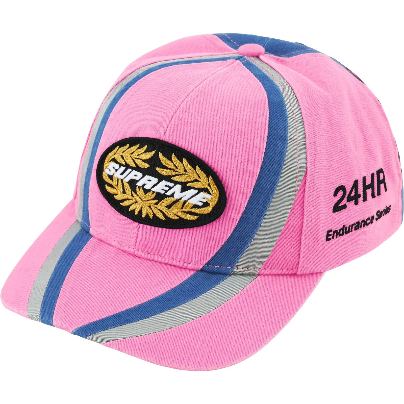 Chapeau Supreme Endurance Series 6 panneaux brodé rose FW24 DSWT neuf