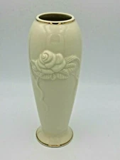 Vase Lenox Rose Blossom Bud Vase Cream 24k Gold Trim Elegant Farmhouse Decor