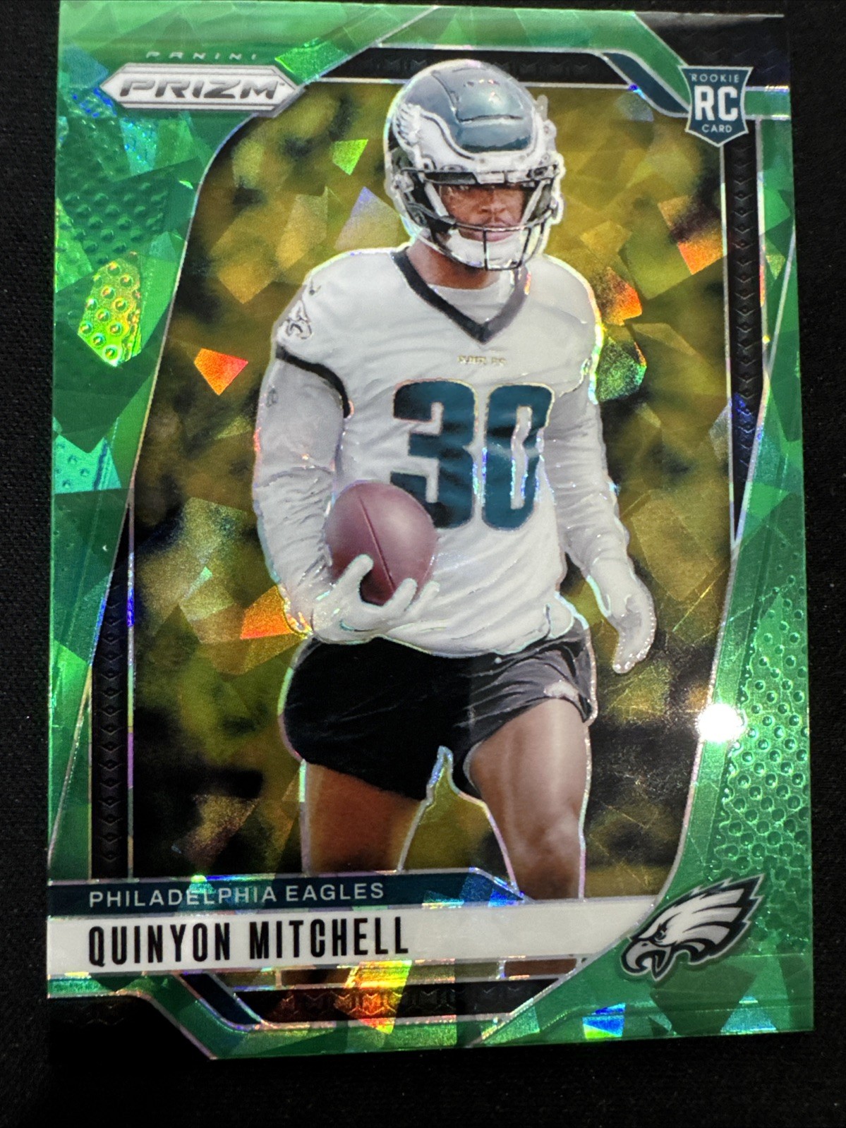 2024 Panini Prizm Rookies Quinyon Mitchell #381 Green Cracked Ice RC Eagles