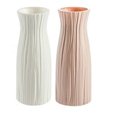 Beautiful Plastic Flower Vase in White/Pink for Elegant Interior Design