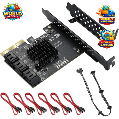 6-Port SATA III PCIe Erweiterungskarte ASM1166 PCIe 3.0 x4 6Gbps Adapter