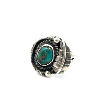 Vintage Native American 925 Sterling Silver Turquoise Ring, Size-5, 5.1g