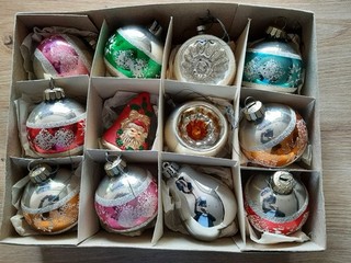 alte Weihnachtsbaum Kugeln DDR 12 x