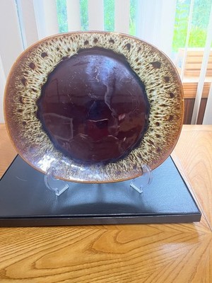 VINTAGE CANONSBURG POTTERY BROWN DRIP GLAZE SERVING PLATTER 13 1/2'' BY 11 1/2''