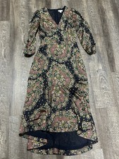 J. Crew Point Sur Psychedelic Floral Satin Maxi Dress Women's 0 Boho  High Low