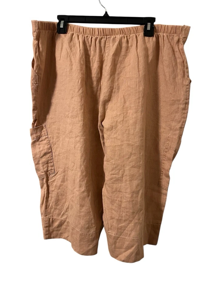 Empujadores de pedales de lino para mujer L (14-18) naranja bolsillos pullon elástico bohemio Foto 2 de 4