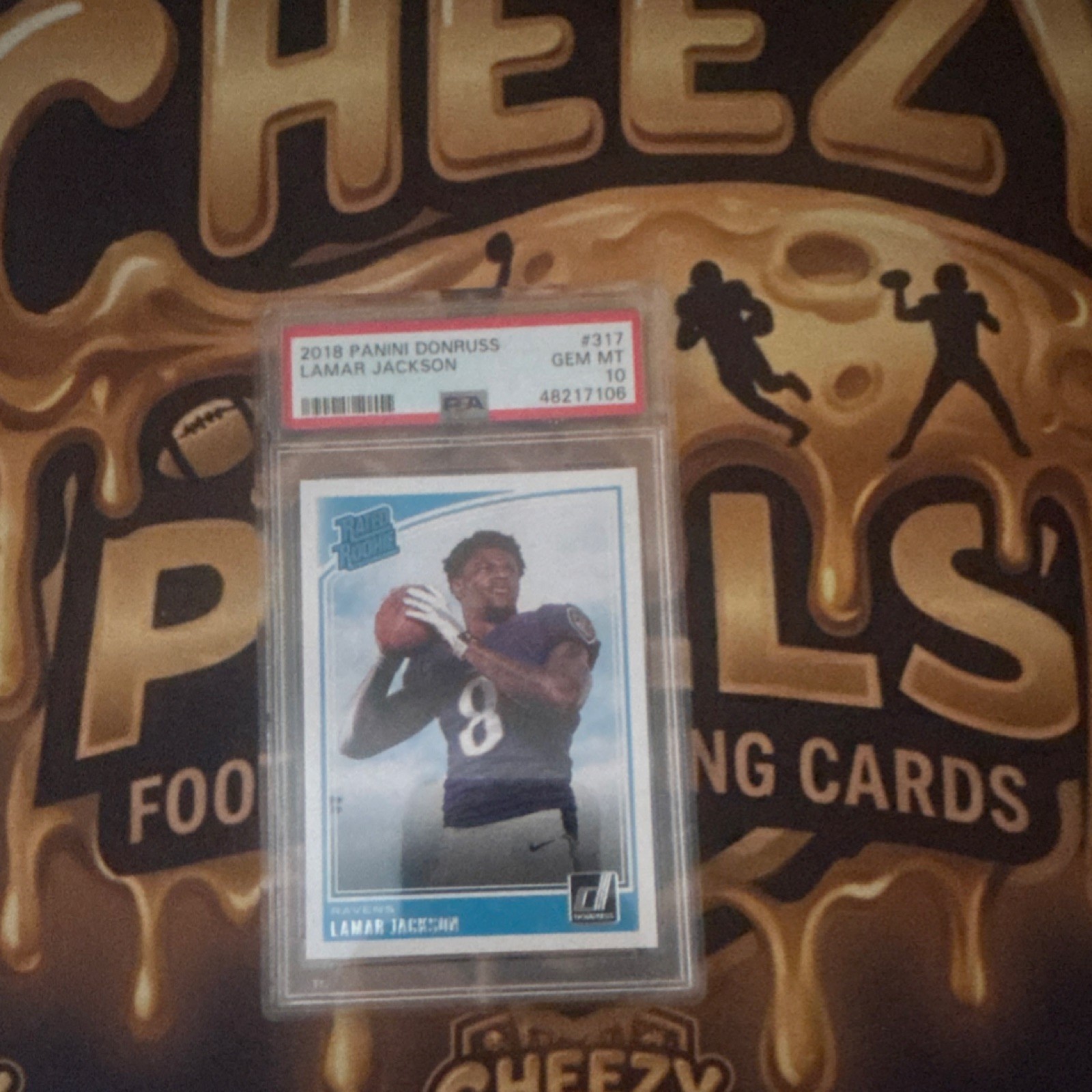 2018 Panini Donruss Lamar Jackson Rated Rookie #317 Baltimore Ravens PSA 10