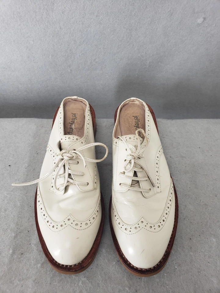 Jeffrey Campbell Women Sandals 6.5 White Wingtip Slip On Lace Up Leather Shoes - Image 3 of 4