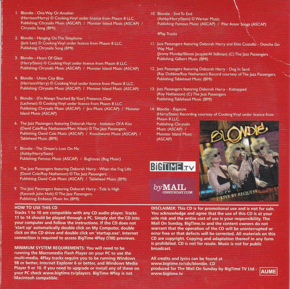 BLONDIE Personal Collection ( THE MAIL ON SUNDAY Newspaper CD ) - Bild 2 von 3