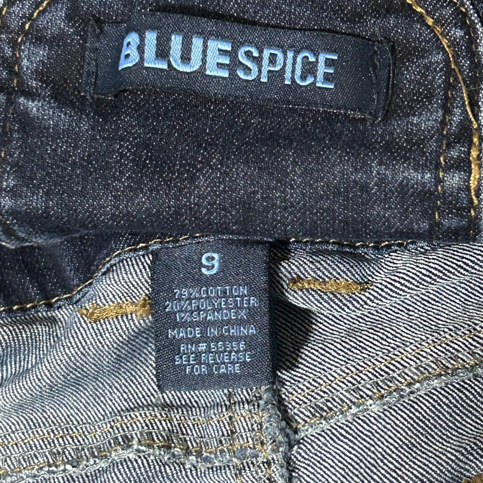 Blue Spice Overalls Womens 9 Denim Shortalls Lace Up Sides Dark Wash Adjustable - Image 2 of 4