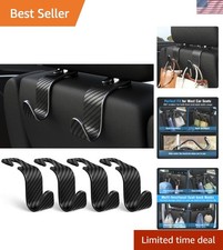 4-Pack Car Headrest Hooks Vehicle Storage Organizer for Purses Handbags Groce...