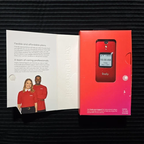 NEW Lively Jitterbug Flip2 Flip Cell Phone for Seniors - RED - Picture 2 of 5