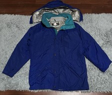 VTG L.L. Bean Mens Blue Hooded Puffer Jacket Made in USA Sz Large