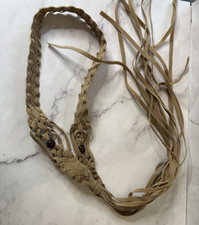 Braided beaded fringe fashion belt Length 28 inches -fringe 20 inches each side