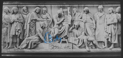 Foto LONDON DICHTER AUF SOCKEL VON ALBERT MEMORIAL UM 1890 Magische Laternendia