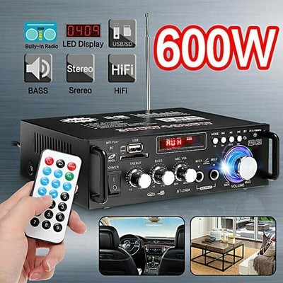 600W Stereo Verstärker Bluetooth Digital Power Amplifier FM HiFi Audio MP3 12V