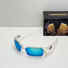 Oakley Gascan OO9014 Polarized Sunglasses Matte Clear Frame Blue Lens